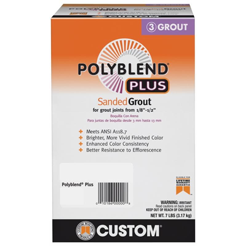 Custom Polyblend Plus Sanded Grout, Arctic White 7lb