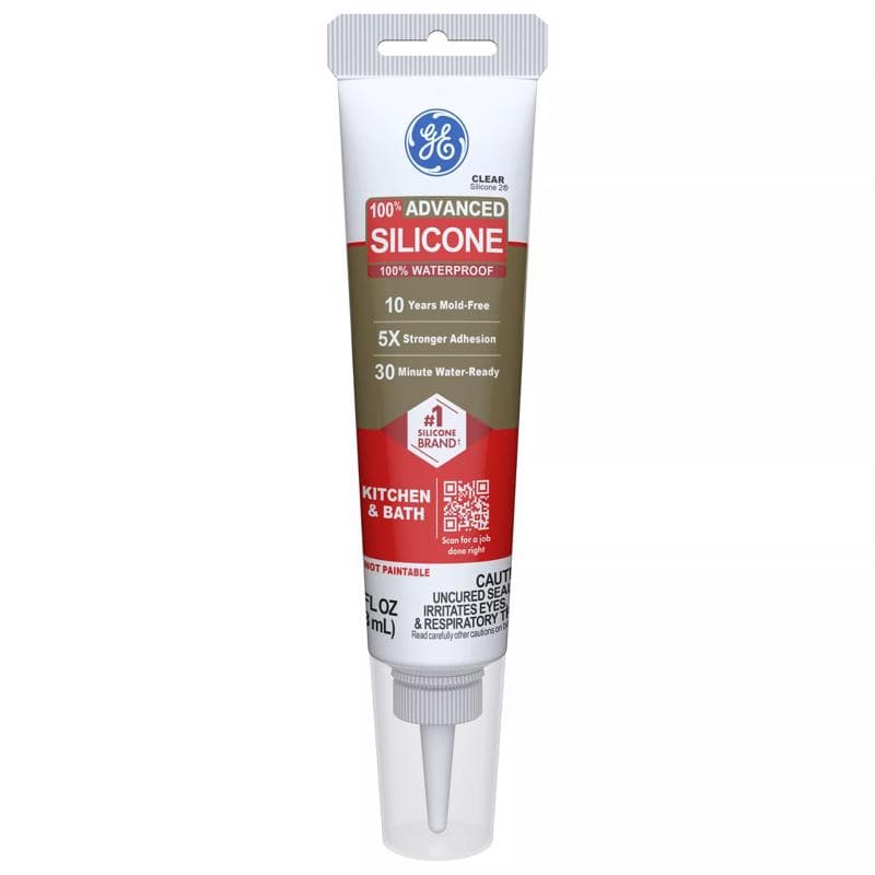 GE Silicone II Kitchen & Bath Sealant, Clear 2.8oz
