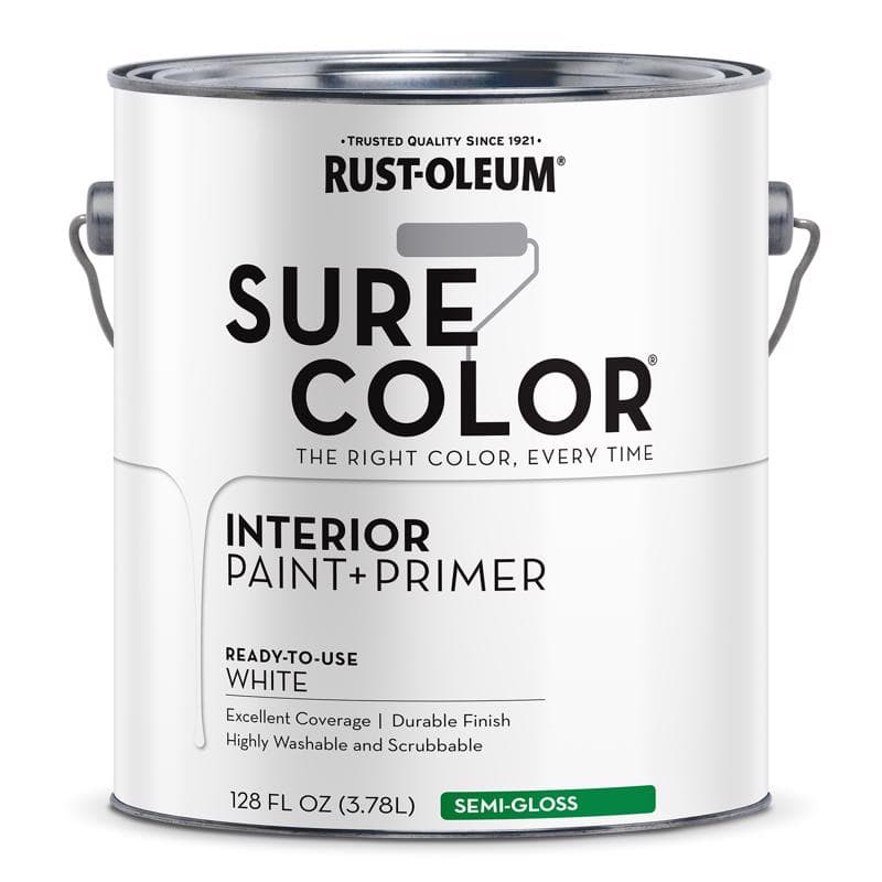 Rust-Oleum Paint + Primer, Semi-Gloss White 1 Gallon