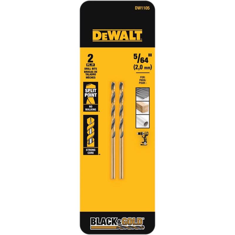 DeWalt Black & Gold Drill Bit, 5/64in 2-Pack