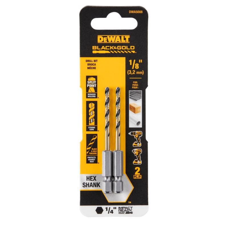 DeWalt Impact Ready Drill Bit, 1/8in Hex Shank