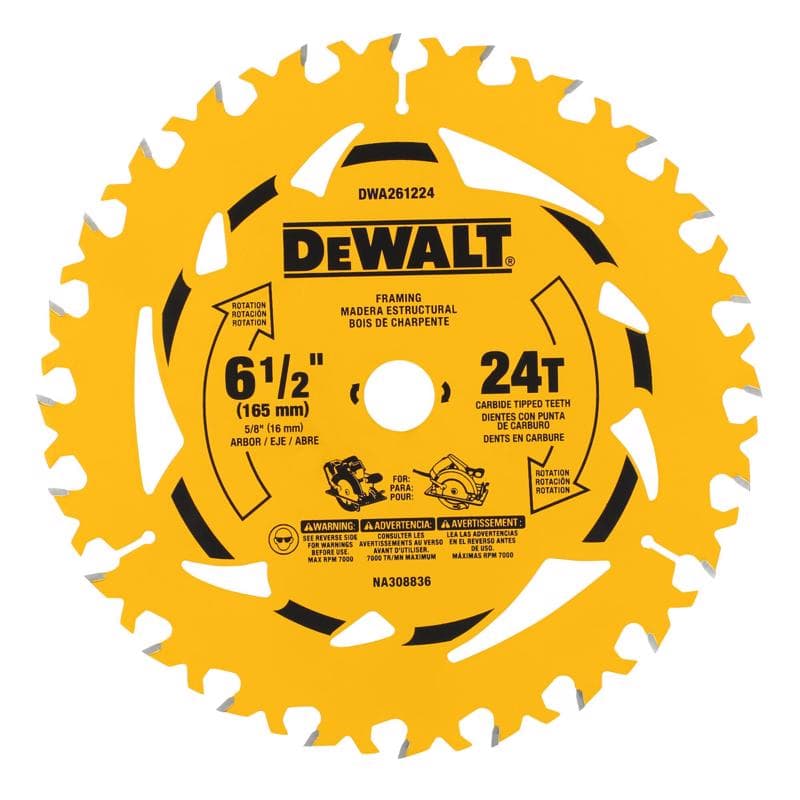 DeWalt Circular Saw Blade, 6-1/2in 24T