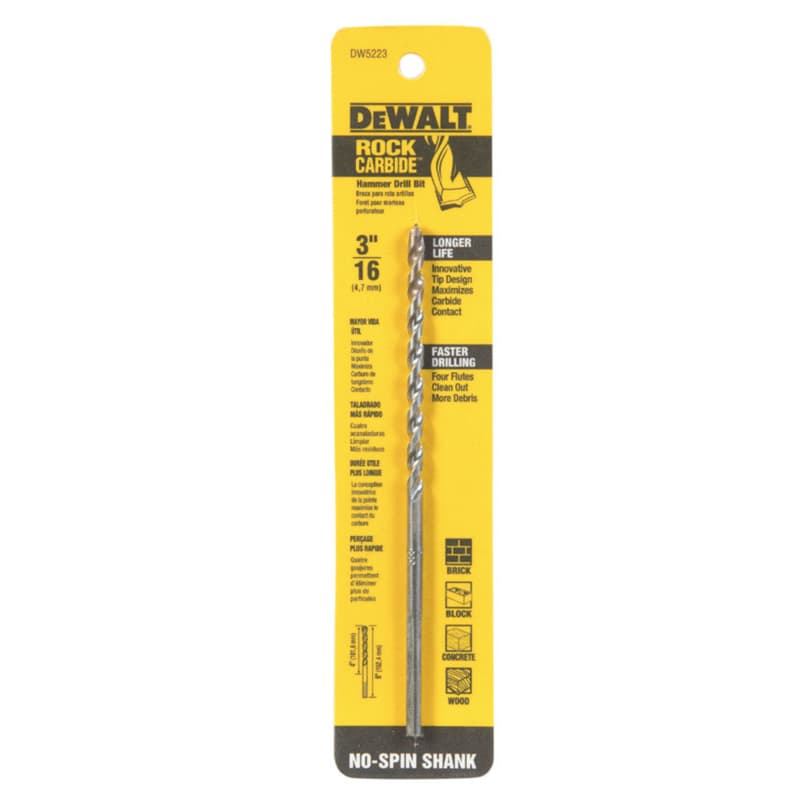 DeWalt Percussion Drill Bit, 3/16in x 6in
