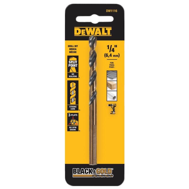 DeWalt Black & Gold Drill Bit, 1/4in