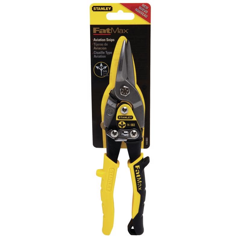 Stanley Aviation Snips, 12-1/2in, Black/Yellow