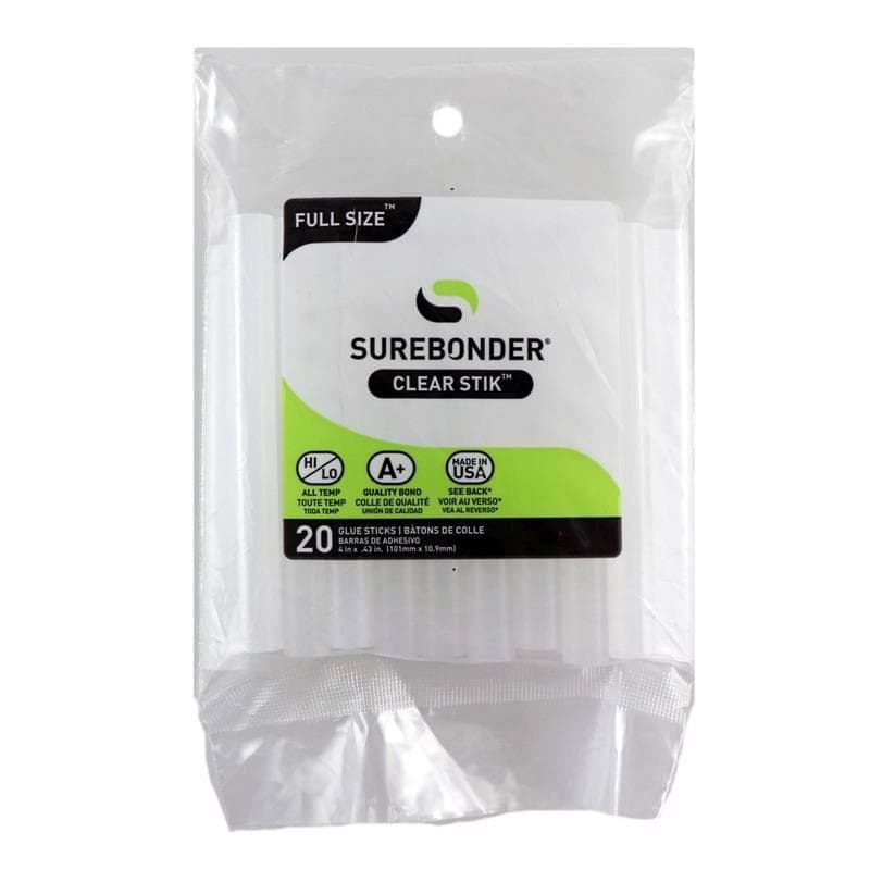Hot Glue Sticks, 0.43in Clear, 20-Pack