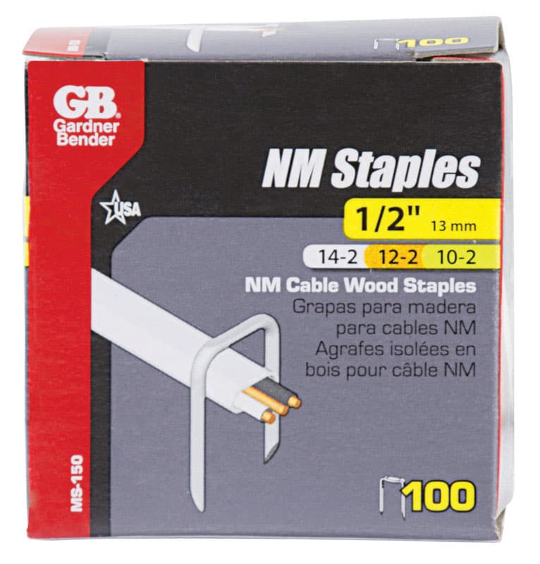 Metal Cable Staples, 1/2in 100-Pack