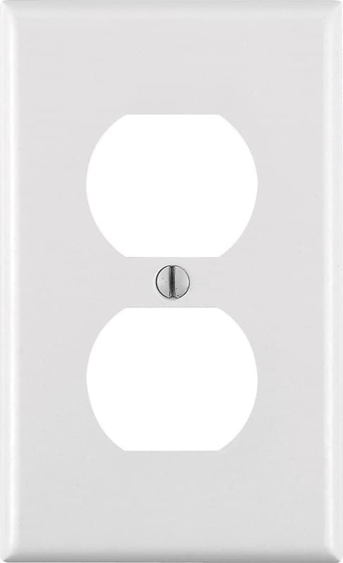 Leviton Duplex Receptacle Wallplate, 1-Gang, White