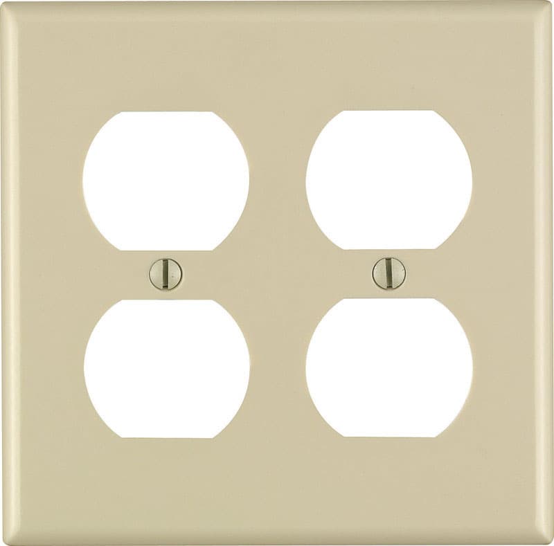 Leviton Duplex Receptacle Wallplate, 2-Gang, Ivory