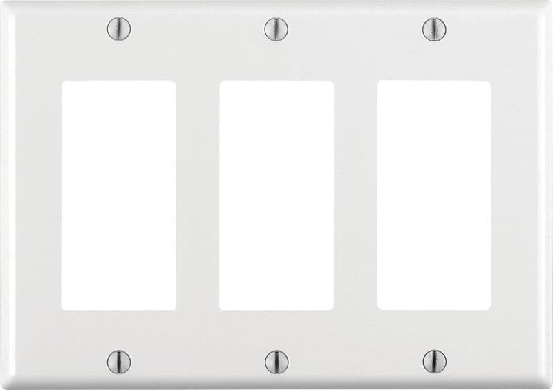 Leviton Decora Wallplate, 3-Gang, White