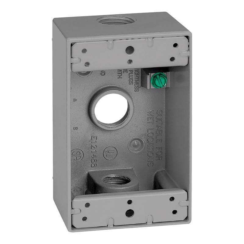 Weatherproof Box, 1-Gang, Rectangular, Gray