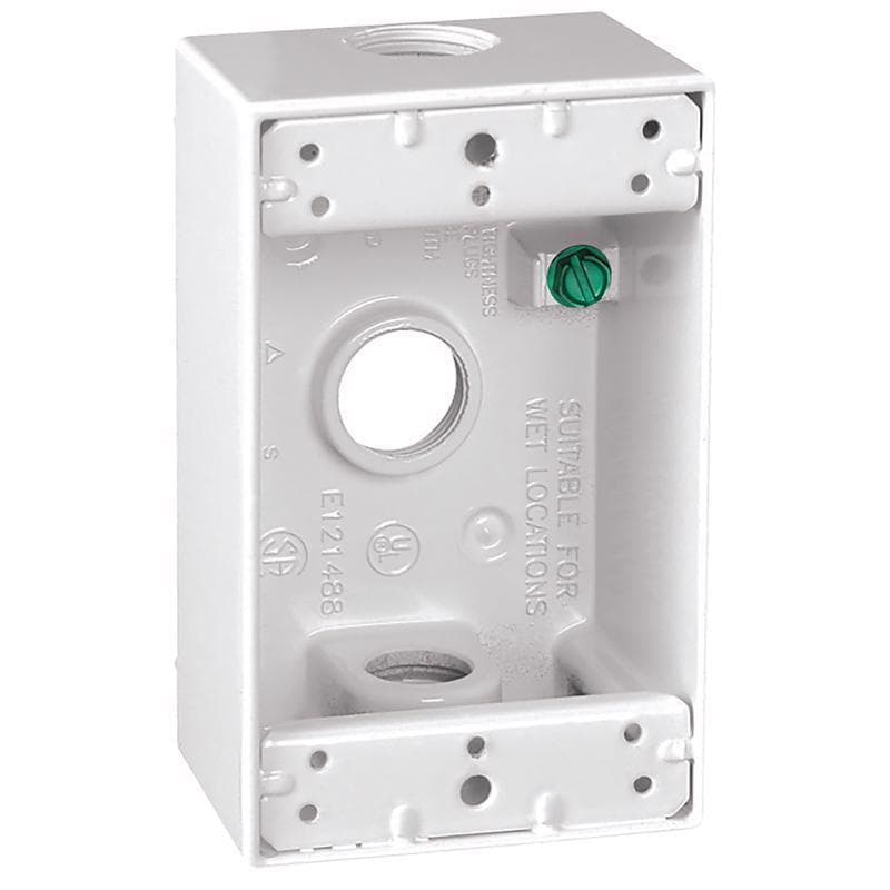 Weatherproof Box, 1-Gang, Rectangular, White