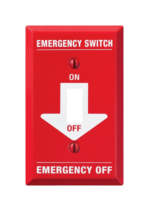 Emergency-Marked Toggle Switch Wallplate, 1-Gang