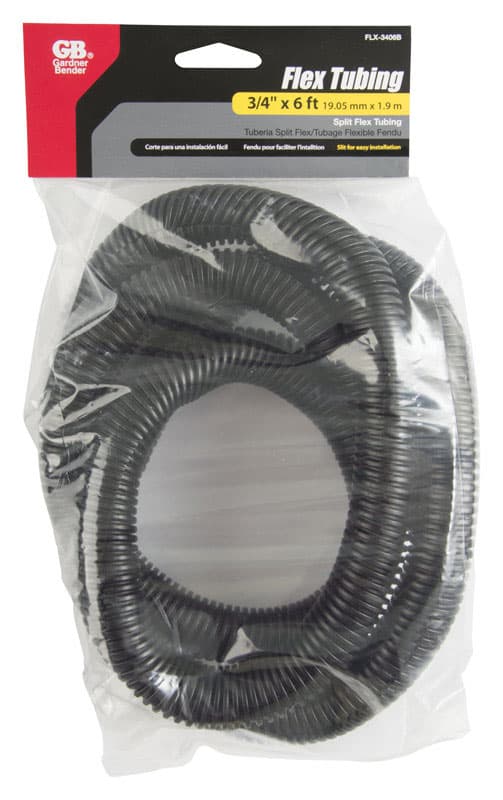 Flexible Split Loom Tubing, 3/4in x 6ft, Black
