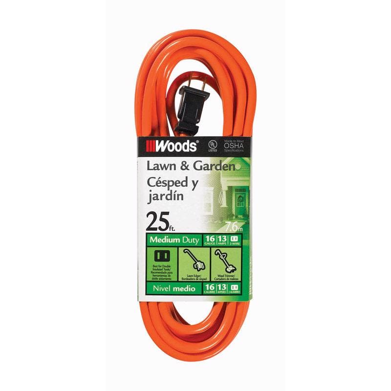 Woods Extension Cord 25ft, Orange