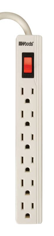 Woods 6-Outlet Power Strip, White