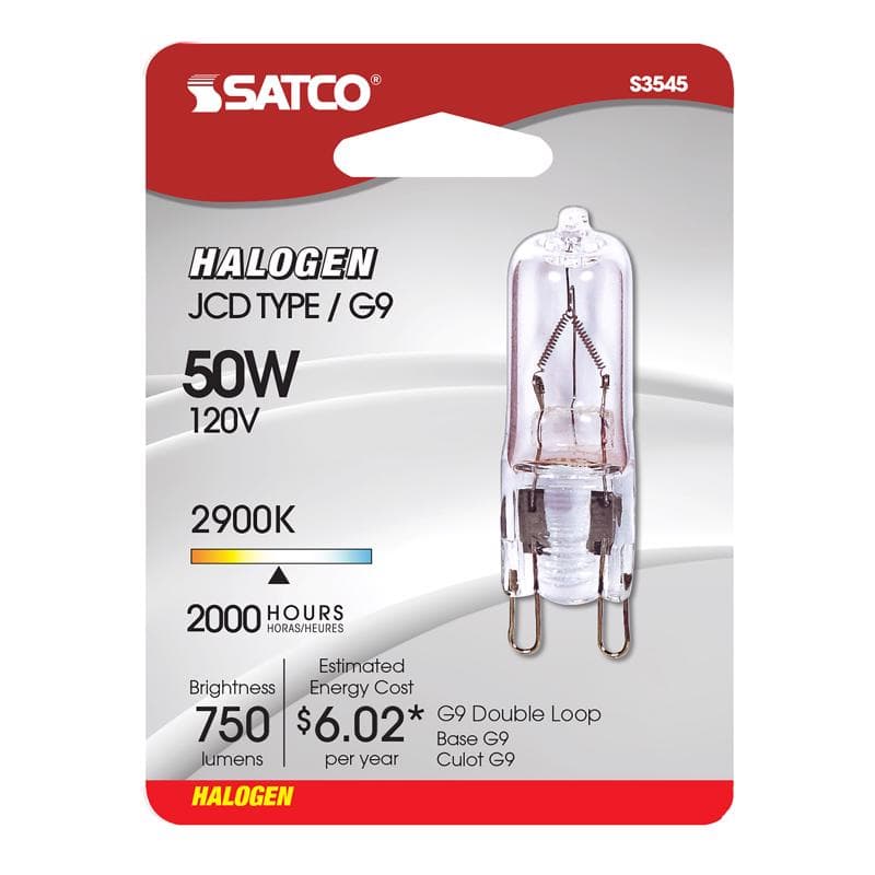 Satco Halogen Bulb 50W T4, G9 Base, Clear