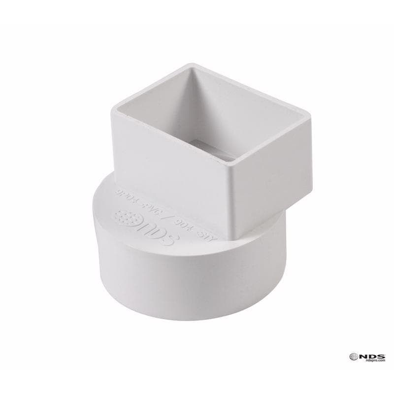 PVC Flush Downspout Adapter, 2in x 3in to 4in