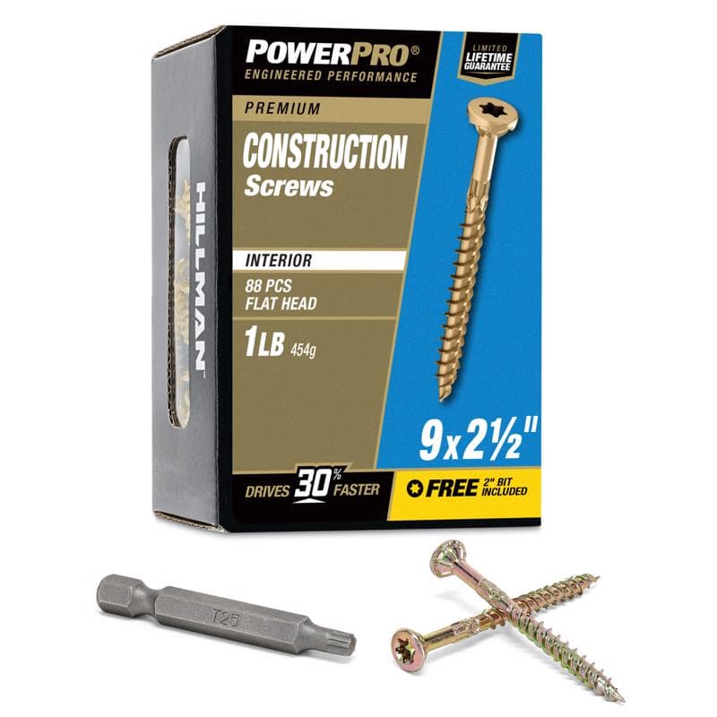 Wood Screws #9 x 2-1/2in, 1lb Box
