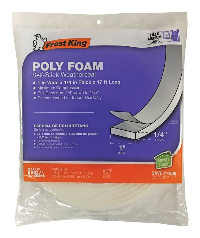 Frost King Foam Weatherstrip Tape 1in x 1/4in x 17ft