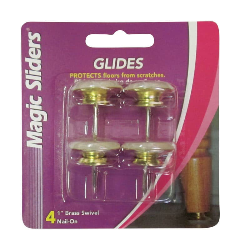 Shepherd Nail-On Furniture Glides, Brass 1in, 4-Pack