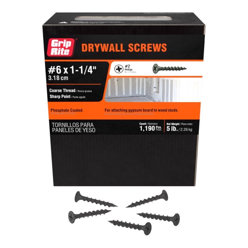 Drywall Screws #6 x 1-1/4in, 5lb Box