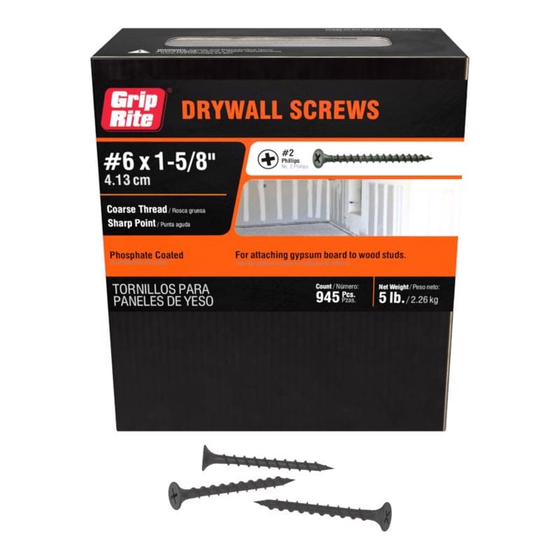 Drywall Screws #6 x 1-5/8in, 5lb Box