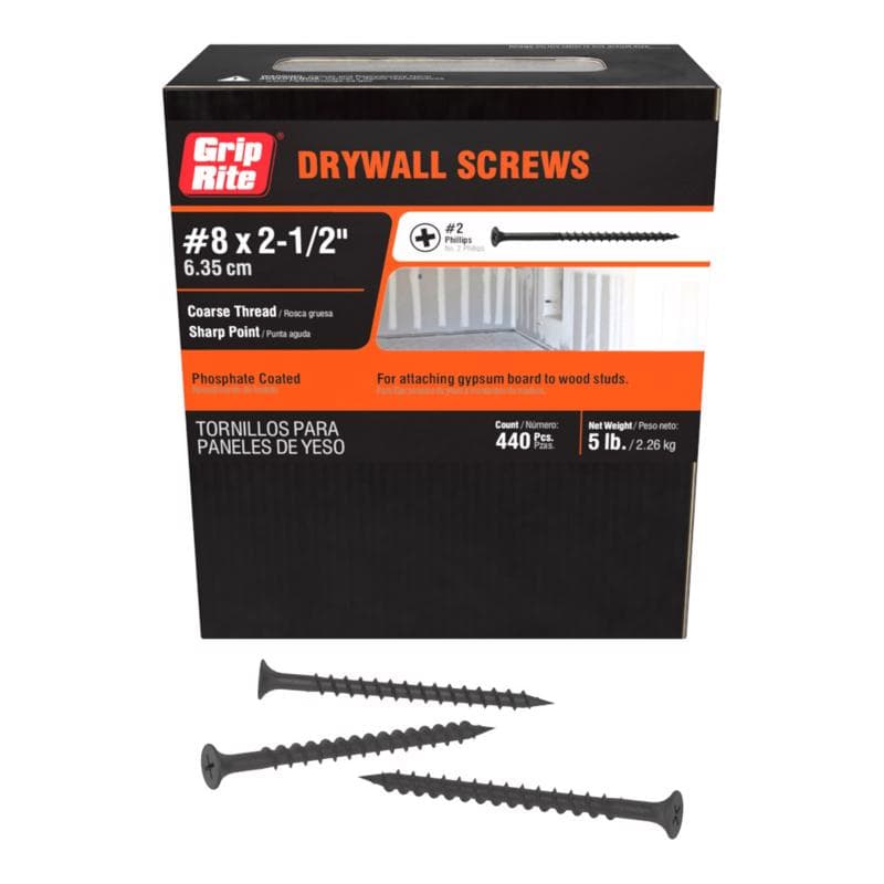 Drywall Screws #8 x 2-1/2in, 5lb Box