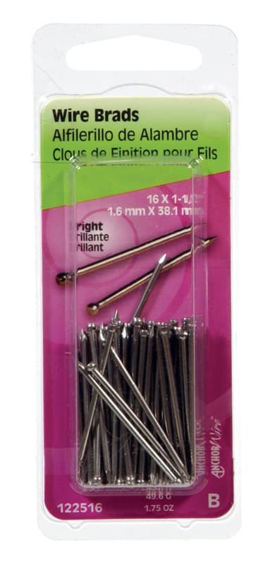 Steel Brads, 1-1/2in x 16 Gauge 1.75oz