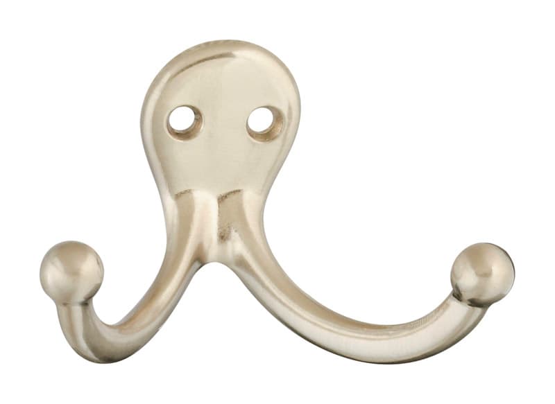 Double Clothes Hook, Satin Nickel