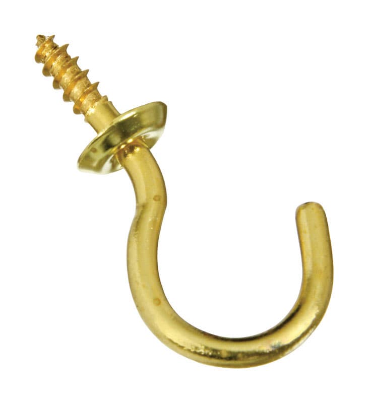 Cup Hook, Solid Brass, 1in