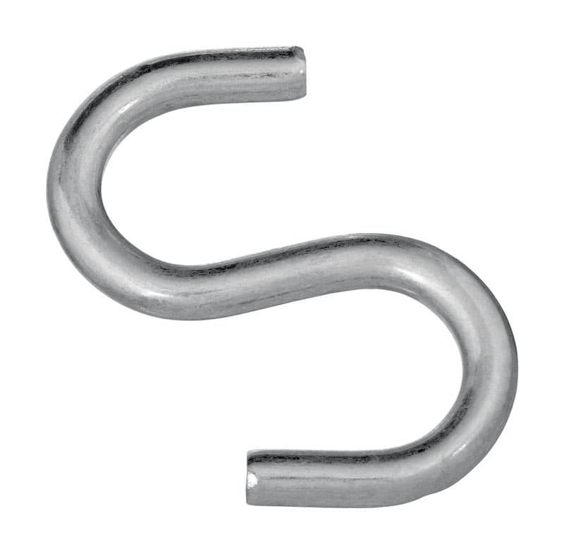 Open S-Hook, Zinc Plated, 3in